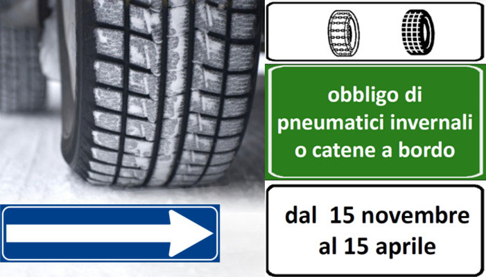 Gomme invernali obbligatorie dal 15 novembre